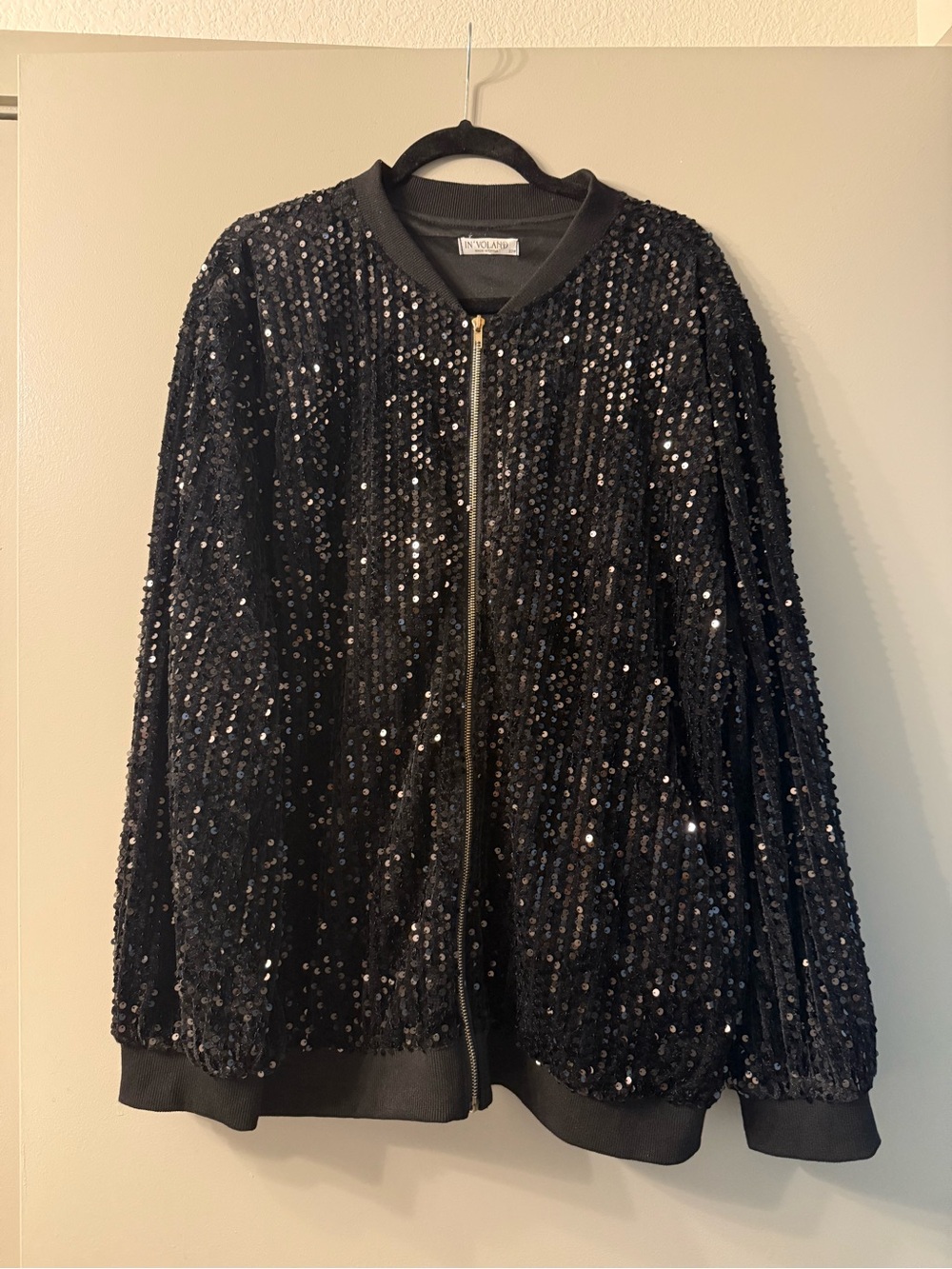 Sequin Bomber Jacket - Black